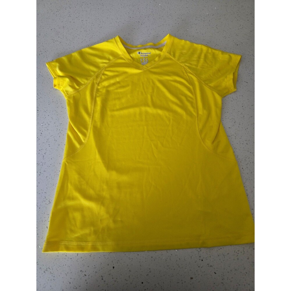 Champion Powertrain Athletic Shirt Women’s Large Yellow V-Neck Workout Top
